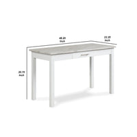 Jay 48 Inch Desk With Drawer and Faux Marble Top, White - BM272065