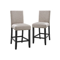 40 Inch Counter Height Chair with Nailhead Trim, Set of 2, Beige - BM272078