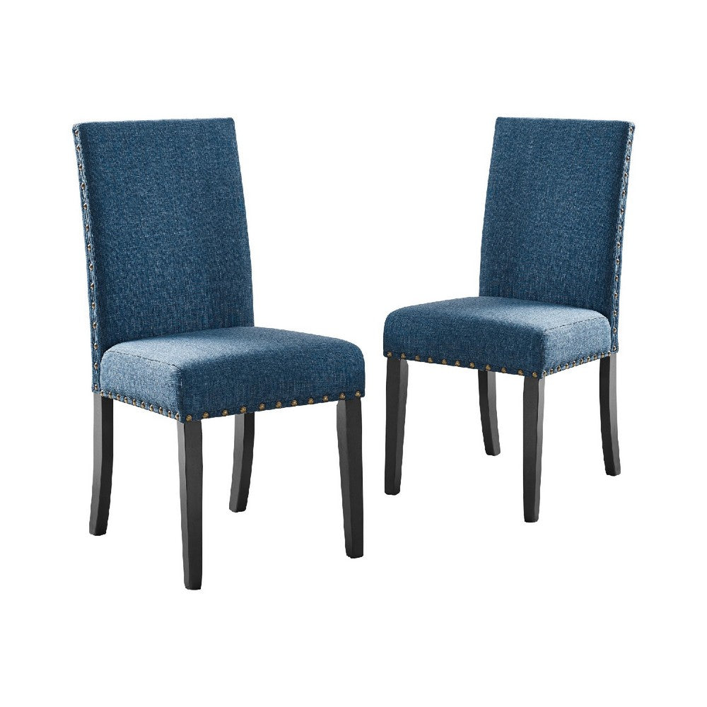 38 Inch Dining Chair with Nailhead Trim, Set of 2, Blue - BM272079