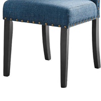 38 Inch Dining Chair with Nailhead Trim, Set of 2, Blue - BM272079