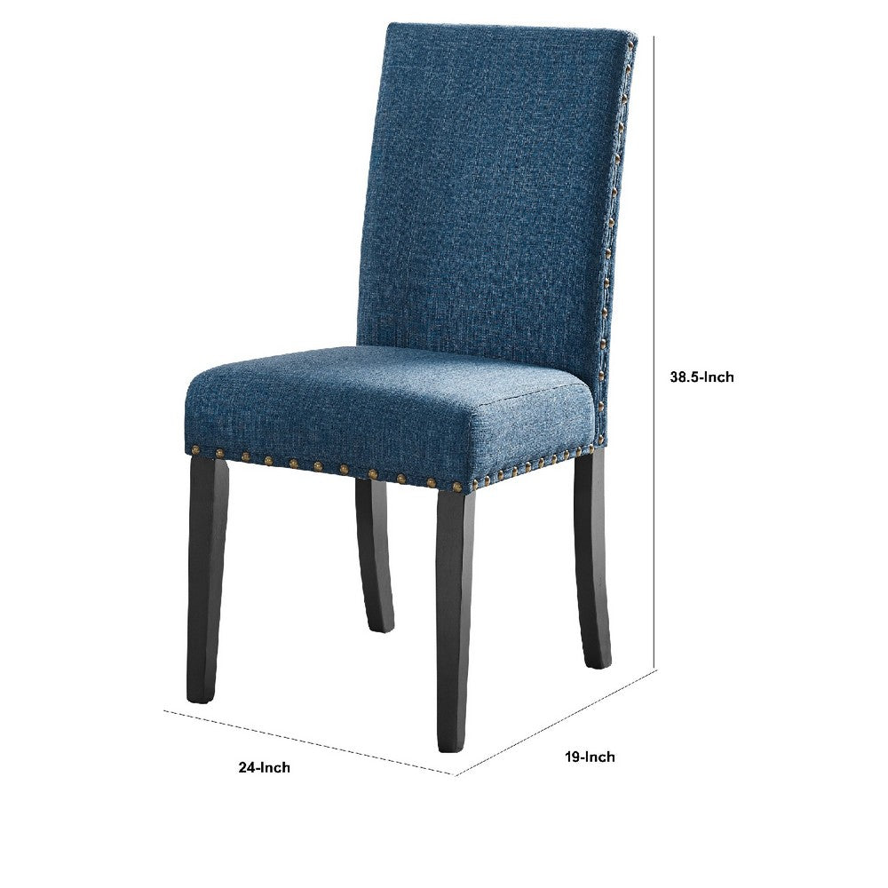 38 Inch Dining Chair with Nailhead Trim, Set of 2, Blue - BM272079