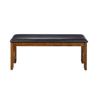 Gary 46 Inch Wood Bench with Leatherette Seat, Brown - BM272087