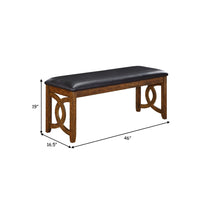 Gary 46 Inch Wood Bench with Leatherette Seat, Brown - BM272087