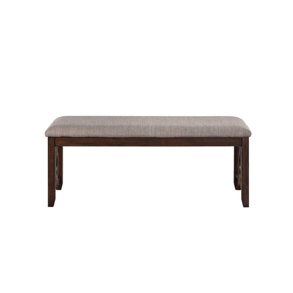 Gary 46 Inch Wood Bench with Fabric Seat, Cherry Brown - BM272088