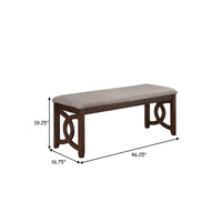 Gary 46 Inch Wood Bench with Fabric Seat, Cherry Brown - BM272088