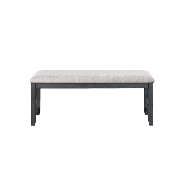 Gary 46 Inch Wood Bench, Fabric Seat, Ebony Brown - BM272090