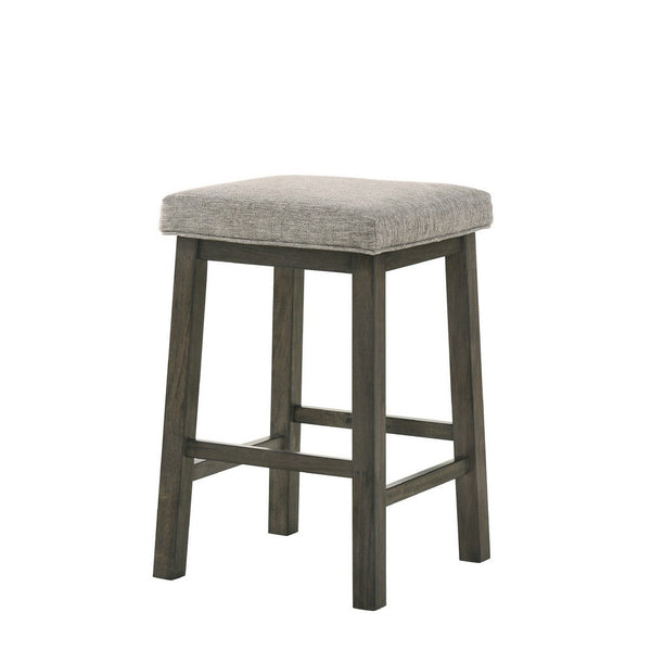 25 Inch Wooden Bar Stool with Fabric Seat, Set of 2, Gray - BM272098