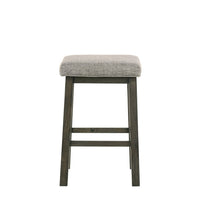 25 Inch Wooden Bar Stool with Fabric Seat, Set of 2, Gray - BM272098