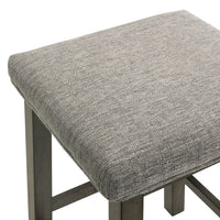 25 Inch Wooden Bar Stool with Fabric Seat, Set of 2, Gray - BM272098