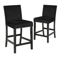 Kate 40 Inch Wooden Counter Height Chair with Velvet Seat, Set of 2, Black - BM272107