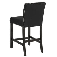 Kate 40 Inch Wooden Counter Height Chair with Velvet Seat, Set of 2, Black - BM272107