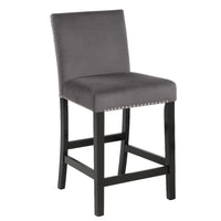 Kate 40 Inch Wooden Counter Height Chair with Velvet Seat, Set of 2, Gray - BM272109