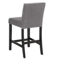 Kate 40 Inch Wooden Counter Height Chair with Velvet Seat, Set of 2, Gray - BM272109