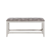 Jay 54 Inch Fabric Upholstered Counter Height Bench, White - BM272121