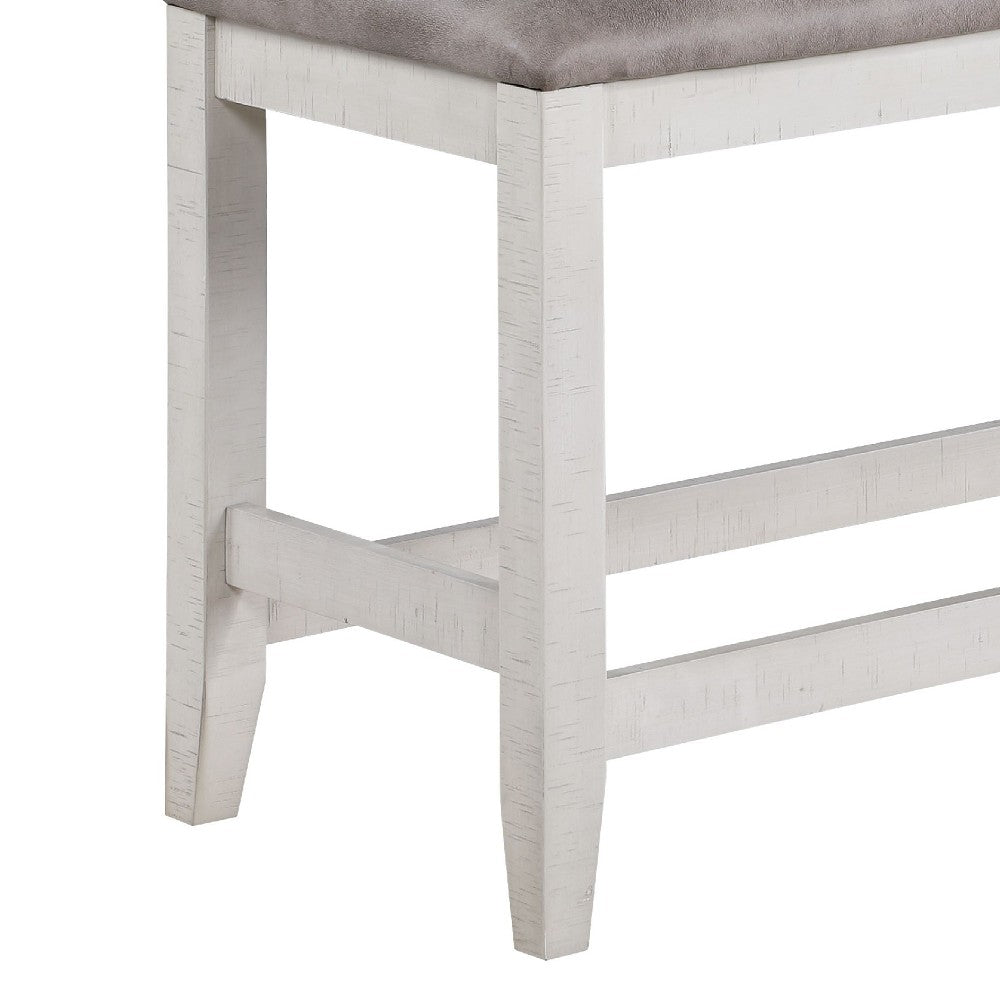 Jay 54 Inch Fabric Upholstered Counter Height Bench, White - BM272121