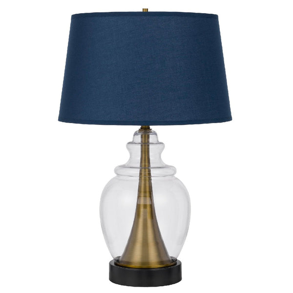 30 Inch Metal Table Lamp, Glass Jar Base, Blue, Clear - BM272203