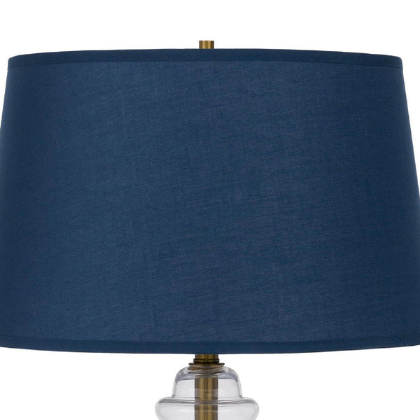 30 Inch Metal Table Lamp, Glass Jar Base, Blue, Clear - BM272203