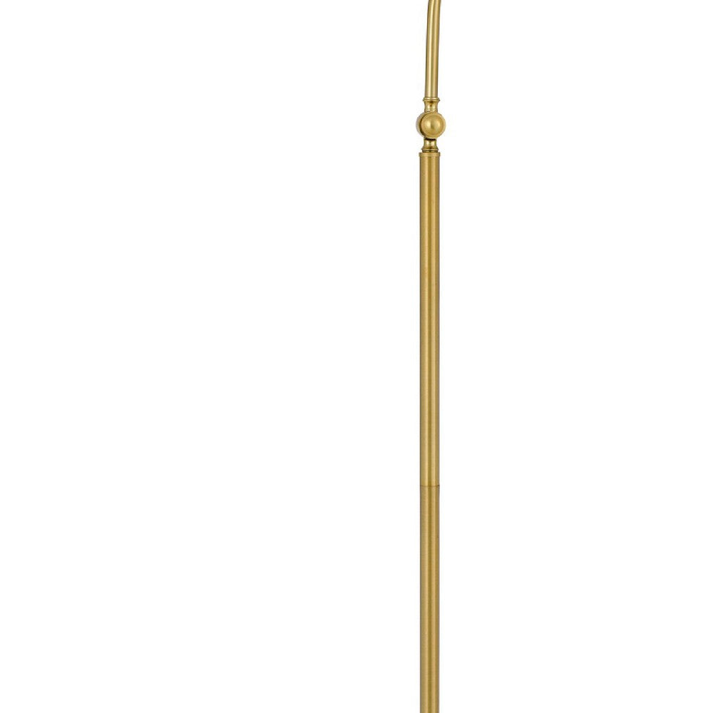 60 Inch Metal Curved Floor Lamp, Adjustable Dome Shade, Brass - BM272207