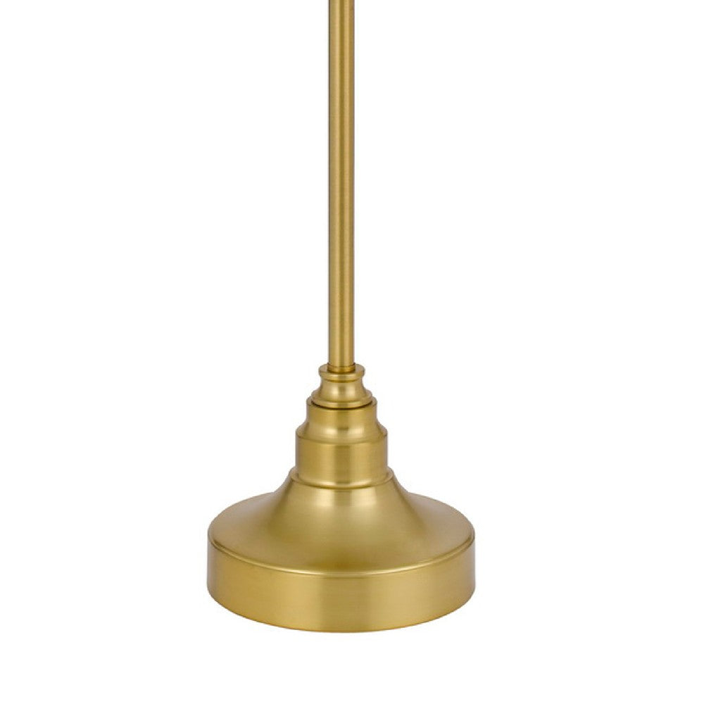 60 Inch Metal Curved Floor Lamp, Adjustable Dome Shade, Brass - BM272207