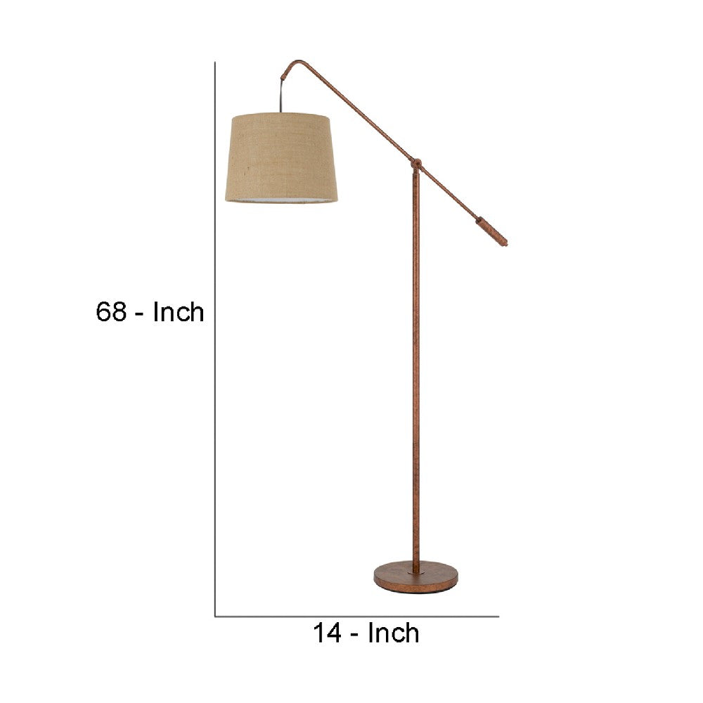 68 Inch Adjustable Arc Arm Metal Floor Lamp, Rustic Bronze - BM272212