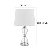 23 Inch Hourglass Ribbed Glass Base Table Lamp, Dimmer, Clear - BM272213