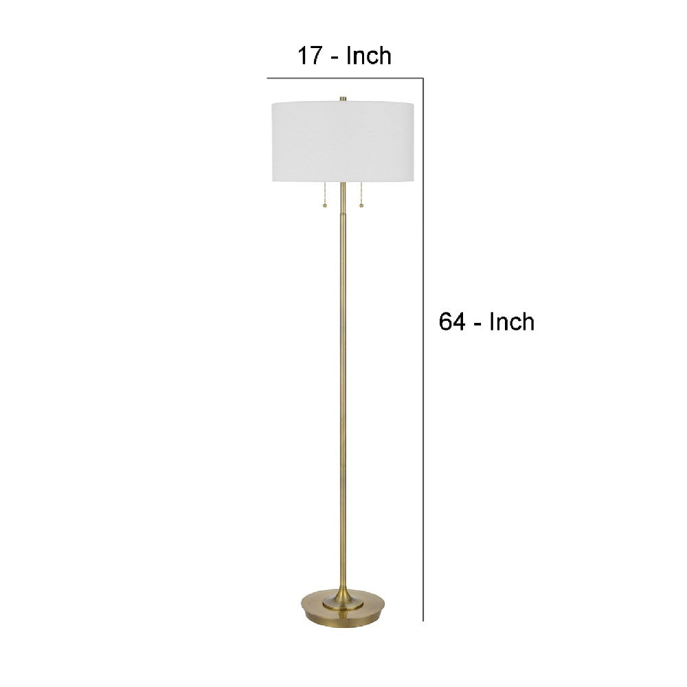 64 Inch Metal Floor Lamp with Pull Chain Switch, Brass - BM272214