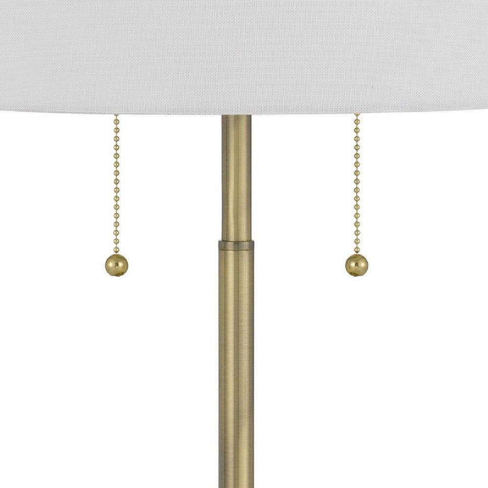 20 Inch Metal Table Lamp with Pull Chain Switch, Brass - BM272215