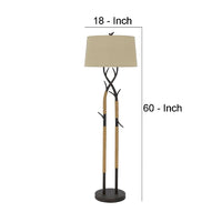 60 Inch Metal Tree Branch Base Floor Lamp, Dimmer, Black - BM272216