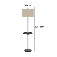 62 Inch Metal Floor Lamp, Tray, Dimmer,  2 USB Ports, Bronze - BM272223