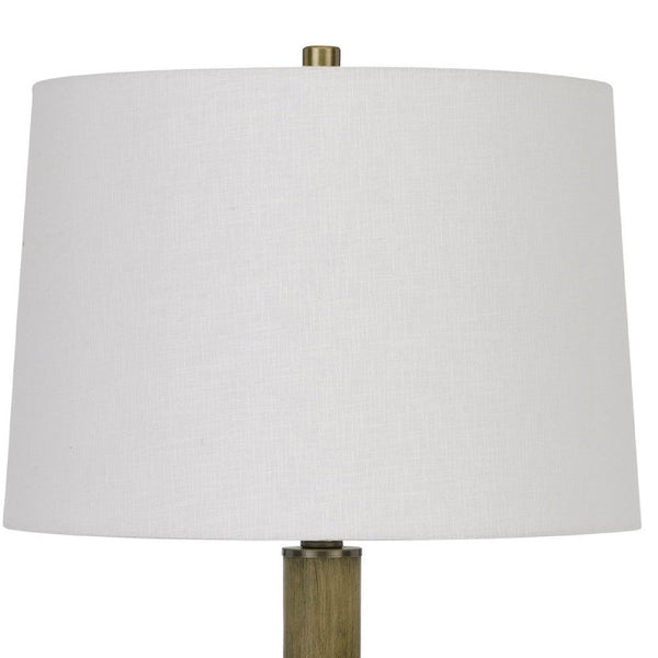 42 Inch Clear Glass Table Lamp with Dimmer and Oak Wood Accent - BM272228
