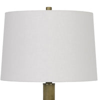 42 Inch Clear Glass Table Lamp with Dimmer and Oak Wood Accent - BM272228