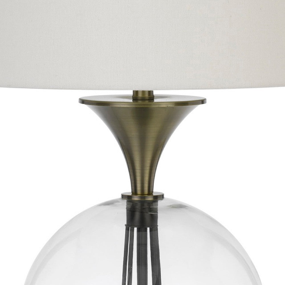 46 Inch Metal And Glass Globe Table Lamp, Dimmer, Brass Finish - BM272230