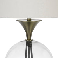 46 Inch Metal And Glass Globe Table Lamp, Dimmer, Brass Finish - BM272230