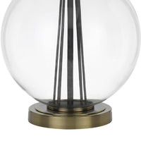 46 Inch Metal And Glass Globe Table Lamp, Dimmer, Brass Finish - BM272230