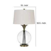 46 Inch Metal And Glass Globe Table Lamp, Dimmer, Brass Finish - BM272230