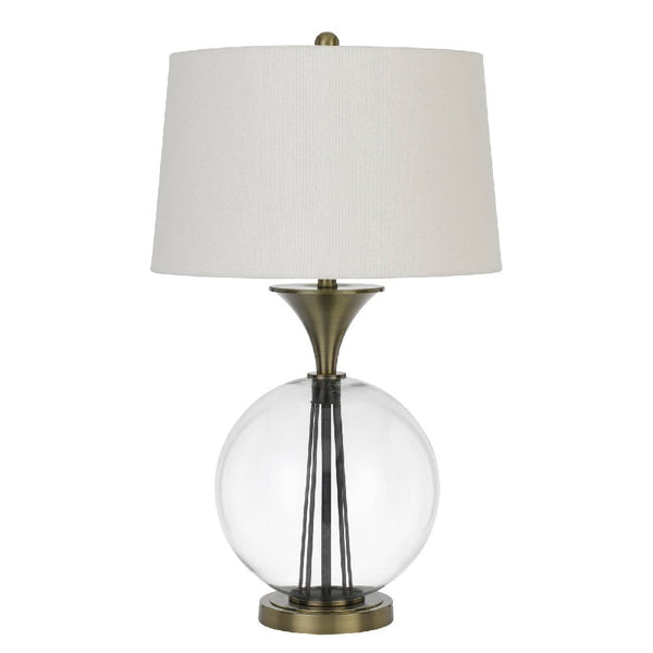 46 Inch Metal And Glass Globe Table Lamp, Dimmer, Brass Finish - BM272230