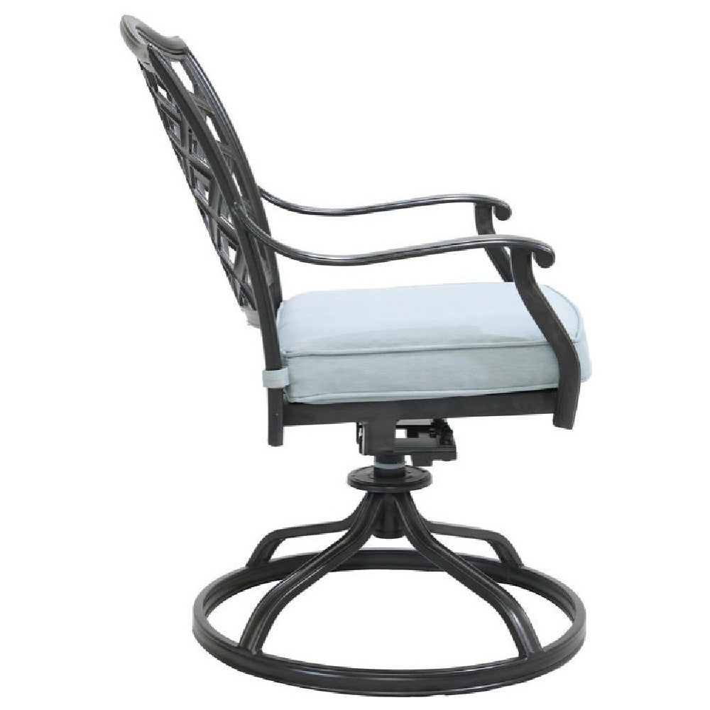 Wynn Outdoor Metal Dining Swivel Chair, Set of 2, Light Blue - BM272235