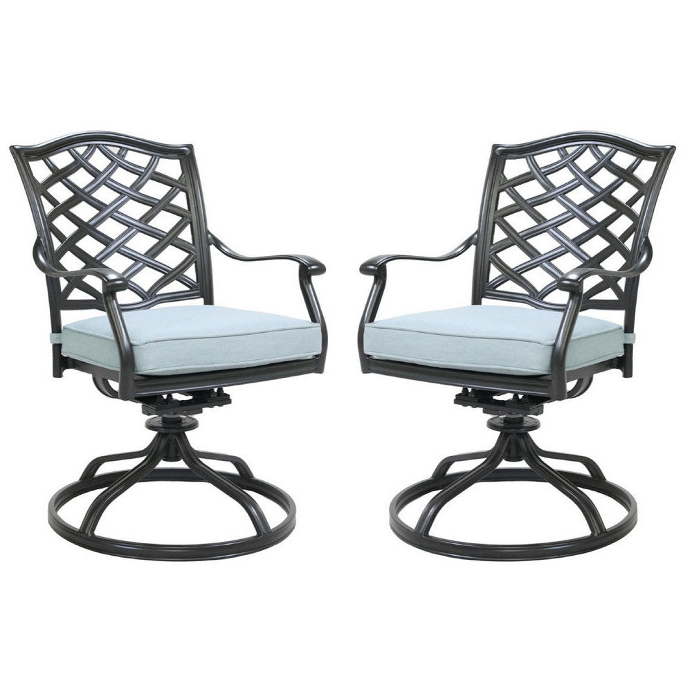 Wynn Outdoor Metal Dining Swivel Chair, Set of 2, Light Blue - BM272235