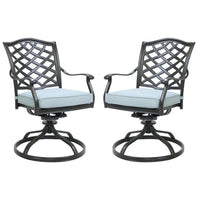 Wynn Outdoor Metal Dining Swivel Chair, Set of 2, Light Blue - BM272235