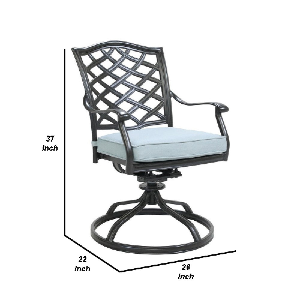 Wynn Outdoor Metal Dining Swivel Chair, Set of 2, Light Blue - BM272235