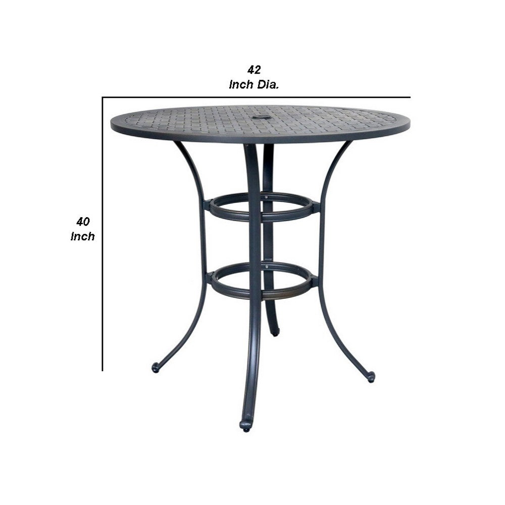 40 Inch Outdoor Patio Round Bar Table, Lattice Pattern, Desert Night - BM272241