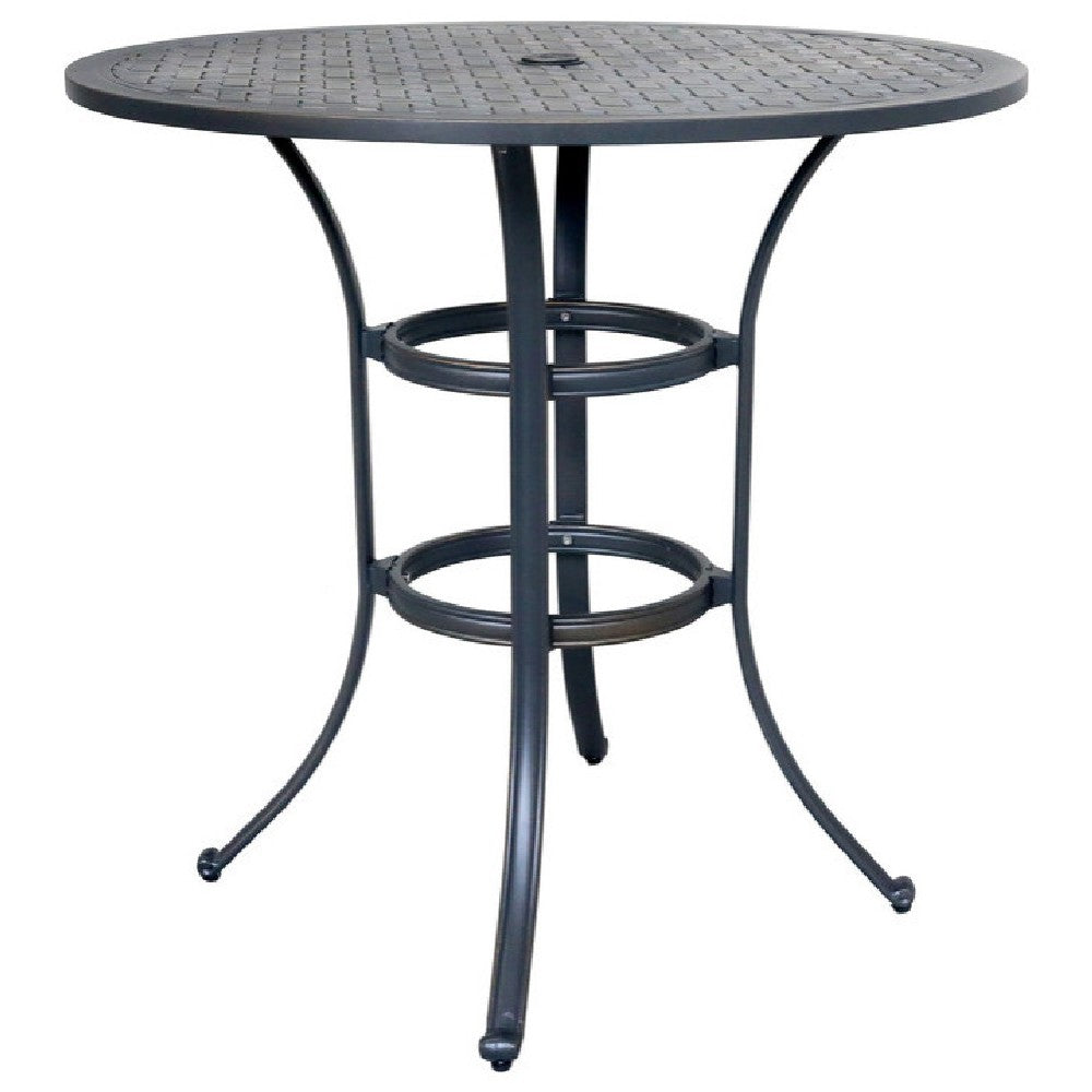 40 Inch Outdoor Patio Round Bar Table, Lattice Pattern, Desert Night - BM272241