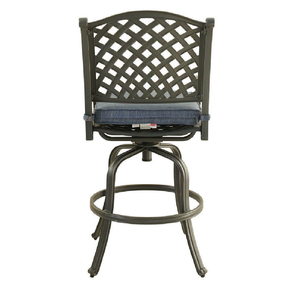 28 Inch Outdoor Patio Metal Bar Stool, Set of 2, Blue - BM272247