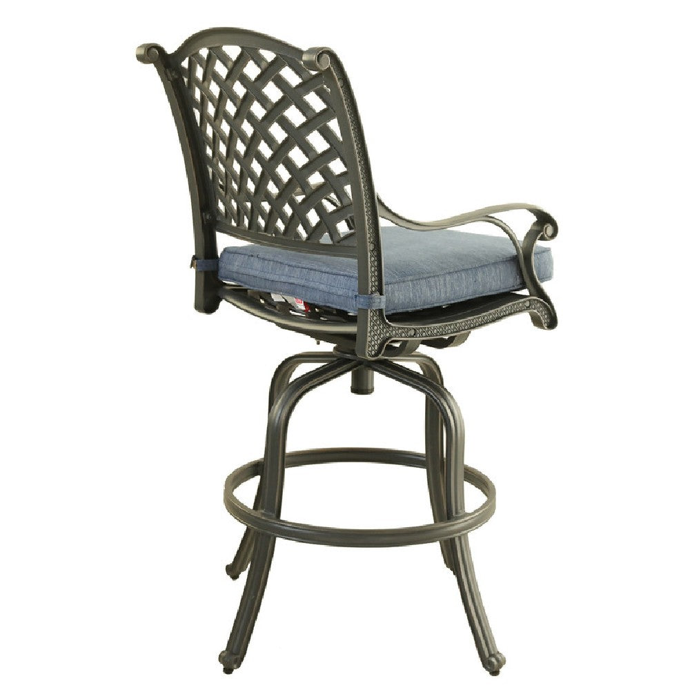 28 Inch Outdoor Patio Metal Bar Stool, Set of 2, Blue - BM272247