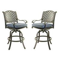 28 Inch Outdoor Patio Metal Bar Stool, Set of 2, Blue - BM272247