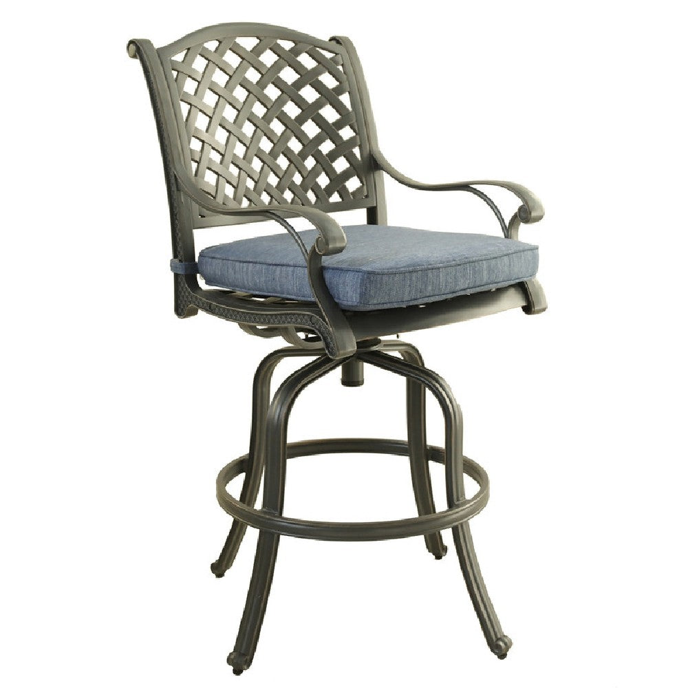 28 Inch Outdoor Patio Metal Bar Stool, Set of 2, Blue - BM272247