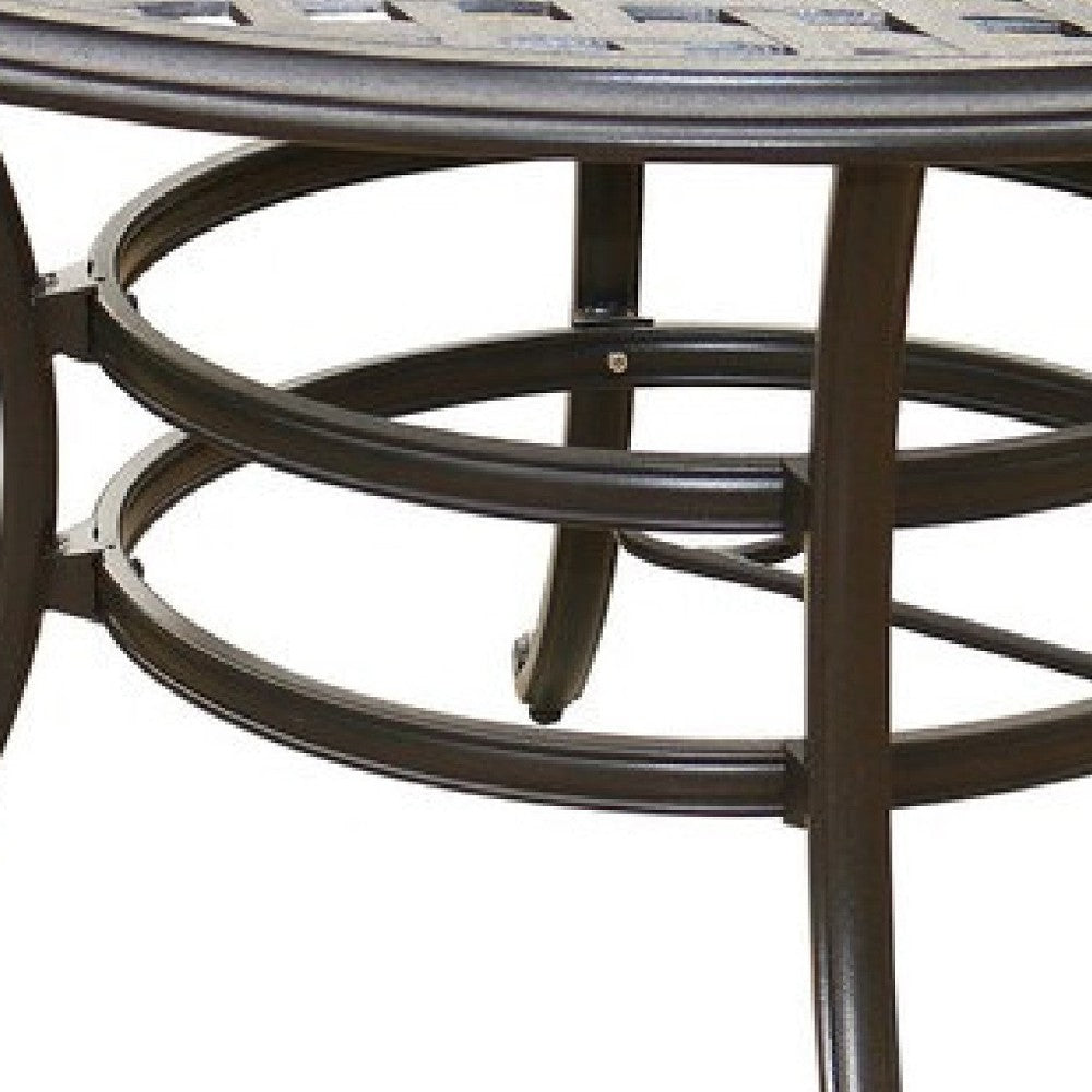 49 Inch Wynn Outdoor Patio Round Open Metal Dining Table, Black - BM272254