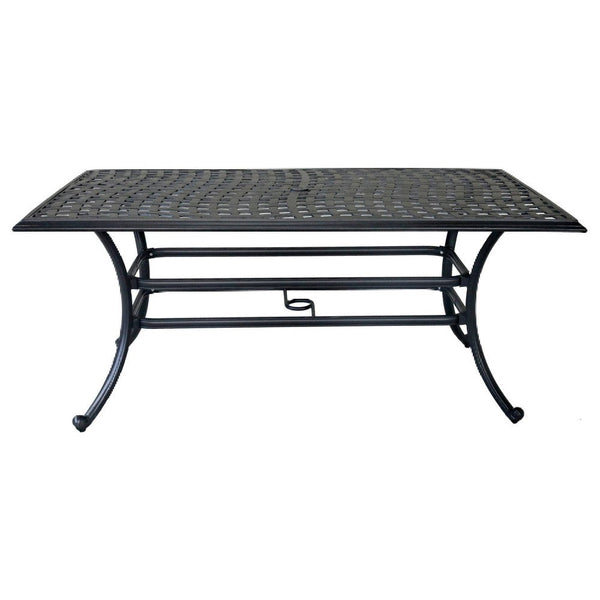 68 Inch Wynn Outdoor Patio Pattern Metal Dining Table, Black - BM272255