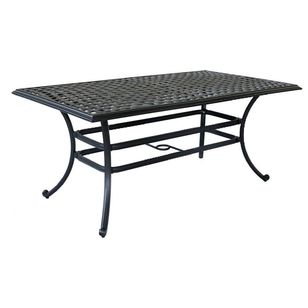 68 Inch Wynn Outdoor Patio Pattern Metal Dining Table, Black - BM272255