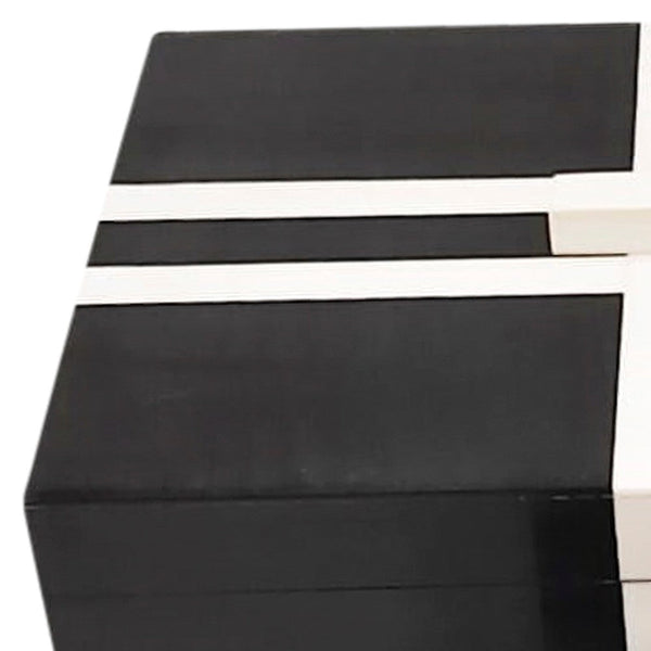 Resin Storage Box with Geometric Pattern, Set of 2, Black and White - BM272301